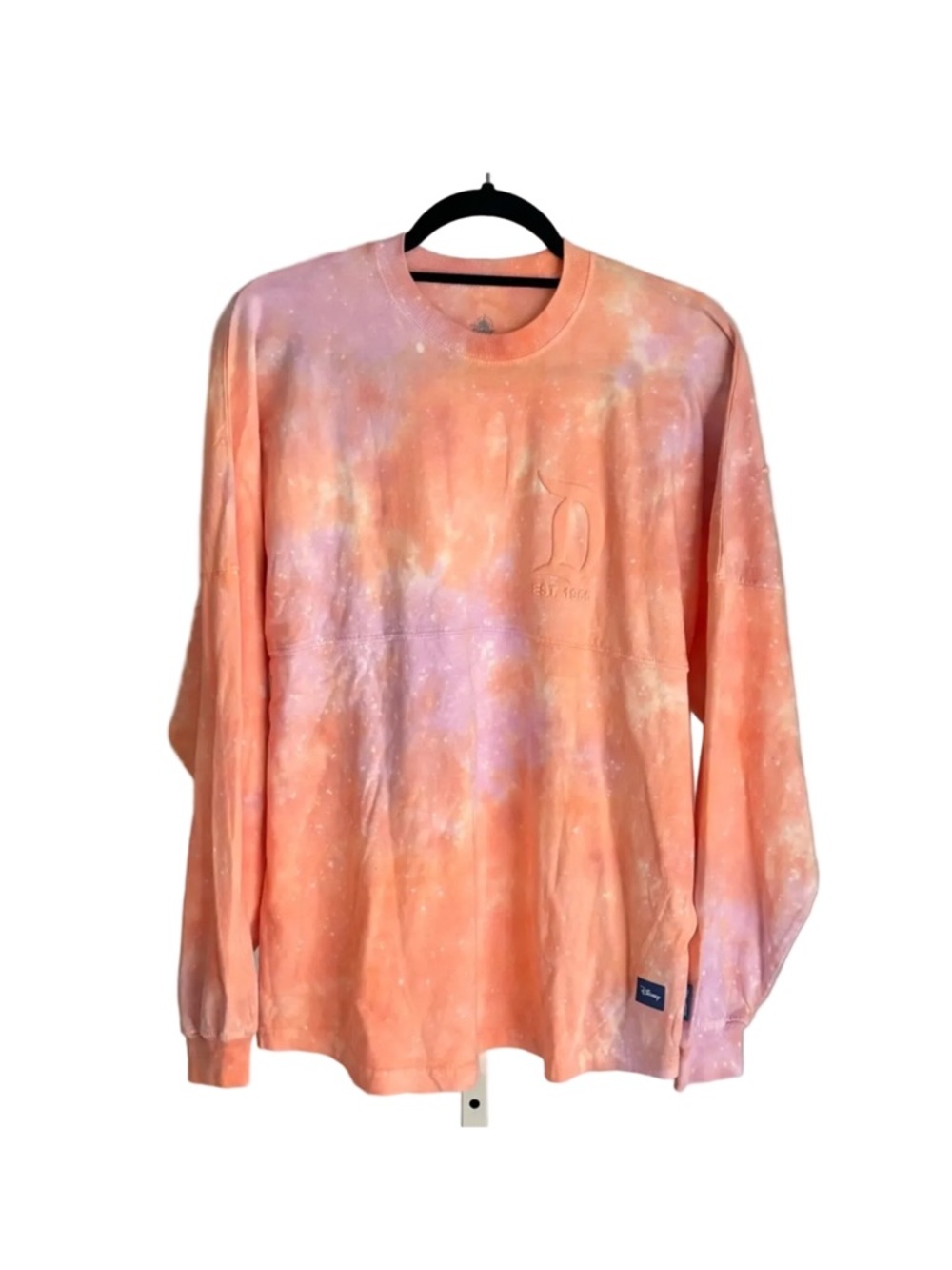 Disneyland Resort Orange Pink Tie Dye Splatter Long Sleeve Tee, Adult Small, NWT